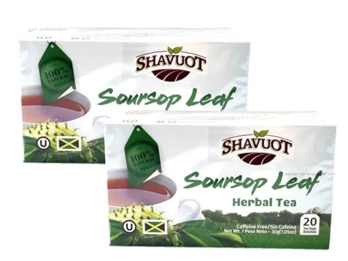 Shavuot Soursop Leaf Herbal Tea – 100% Natural, Caffeine-Free, 20 Tea Bags – Herbal Wellness Tea from Jamaica