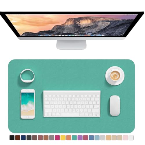 Hsurbtra Desk Pad, 23.6" x 13.8" PU Leather Desk Mat, M Extended Mouse Pad, Waterproof Desktop Blotter Protector, Non-Slip Ultra Thin Small Laptop Keyboard Writing Mat for Office Home, Fruit Green