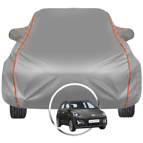 Image of Pivalo Car Cover for Hyundai Grand i10 - Fits All Model & Year | 100% Waterproof All-Weather UV & Paint Protection | Premium 3-Layer Fabric | Triple Stitched with Reflective Piping (Grey)