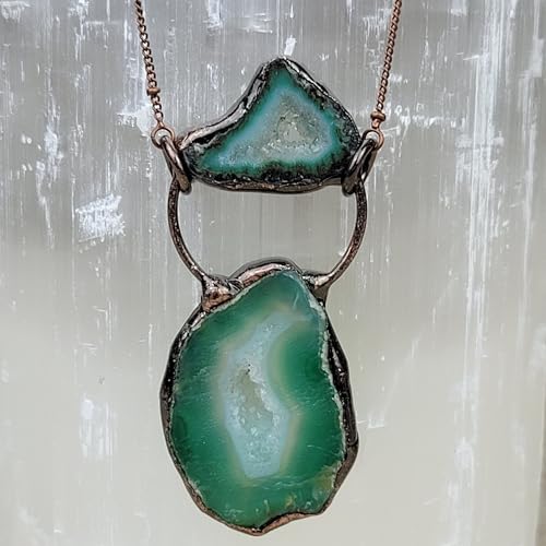 Crystal Joys Bohemian Agate Geode Slice Two Stone Necklace3
