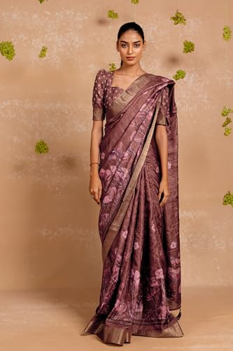 Image of MIRCHI FASHION Saree for Woman | Art Silk Floral Printed Ethnic Occasional Sari with Blouse
