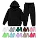 girls workout set,Girls Clothes 2 Piece Fashion Fall Outfits Oversize Pullover Sweatshirt and Sweatpant Sweatsuit Sets with Pockets(Black, 12-13 Years)