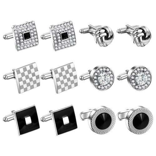 6 pares de mancuerneros Aroncent para hombre miniatura 1