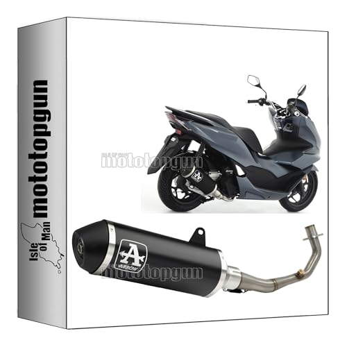 arrow 53540ANN + 53089MI tubo de escape completo + colectores homologado open urban aluminio negro negro compatible con honda pcx 125 2022 2023 2024 mototopgun