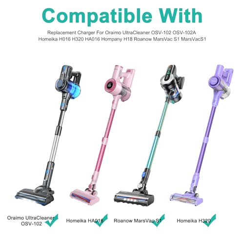 HKY 26.5V Replacement Charger for Oraimo UltraCleaner OSV-102 OSV-102A Homeika H016 H320 HA016 Hompany H18 Roanow MarsVac S1 Yonok RSH09 Cordless Vacuum Cleaner 22.2V Battery Charger Power Supply Cord - Image 2