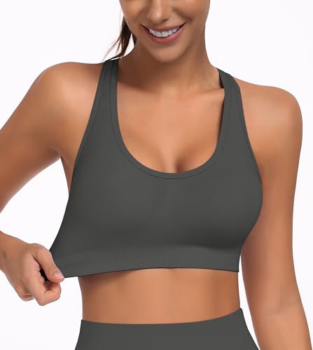Image of MIRITY Padded Strappy Sports Bra for Women - with Dual Crossback and Adjustable Straps for Workout Gym