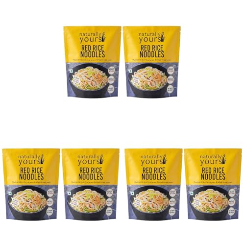 Image of Naturally Yours Red Rice Hakka Noodles | No Maida, Non-Fried, Vegan, Preservative Free | No Onion No Garlic, Jain Friendly | High Iron, Antioxidants & Fiber | Healthy & Easy to Digest | 180g Pack of 6