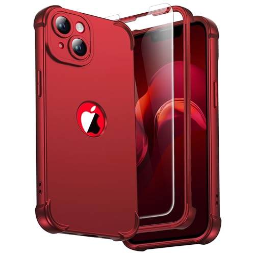 ORETECH for iPhone 15 Plus Case iPhone 14 Plus Case with [2 x Screen Protectors] [10 Ft Military Grade Drop Test] [Camera Protection] Shockproof Slim Thin iPhone 15/14 Plus Cover 6.7 Red