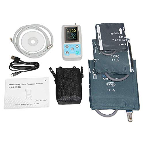 24-Hour Ambulatory Blood Pressure Monitor | Medical Grade Holter with PC Software | Includes 3 Cuffs for Child, Adult & Large Adult