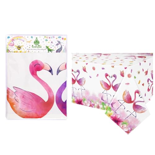WERNNSAI Flamingo Tischdecke – 2 Stück Tischdecke Hawaii Partyzubehör Sommer Strand Aloha Luau Party Tischdekoration für Geburtstagspartyzubehör