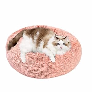Hundebett kleine Hunde Katzen Sofa babykatze Bett Rundes Hundebett Weiches warmes Plüsch-Haustierbett für kleine Katzen und Hunde (pink)