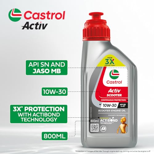 Image of Castrol Activ 10W-30 4-AT Synthetic Engine Oil for Scooter 800 ML & Castrol Gear Oil 80W-90 for Scooter Gears 120 ML Combo Pack