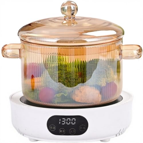 Olla de vidrio resistente al calor con tapa y asa para pasta y leche 4