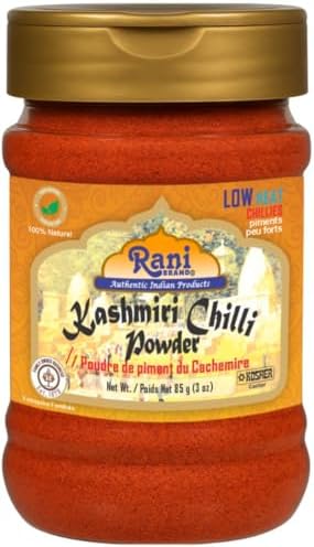 Rani Kashmiri Chilli Powder (Deggi Mirch, Low Heat) Ground Indian Spice 3oz (85g) PET Jar ~ All Natural | Salt-Free | Vegan | No Colors | Gluten Friendly | NON-GMO | Indian Origin
