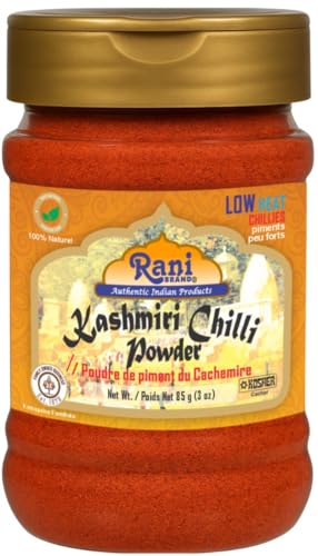 Rani Brand Authentic Indian Products - Rani Kashmiri Chilli Powder (Deggi Mirch, Low Heat) Ground Indian Spice 3oz (85g) PET Jar ~ All Natural | Salt-Free | Vegan | No Colors | Gluten Friendly | NON-GMO | Indian Origin