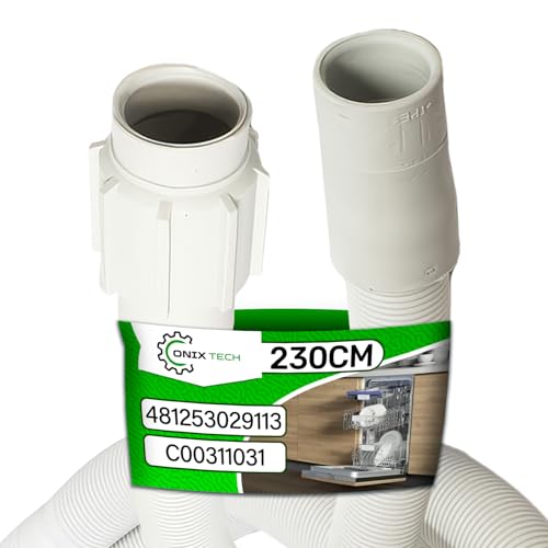 Tubo Desague de Lavavajillas Universal 2,3 m Ø24/22 mm con Código Original 481253029113 C00311031 para Whirlpool para Bauknecht - Garantía de 5 Años - ONIX TECH
