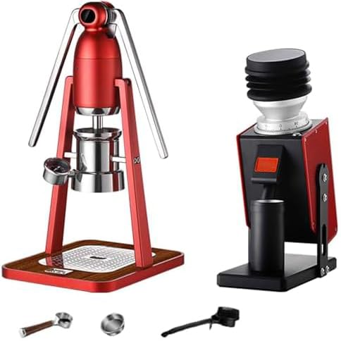 Macchina per caffè Espresso Manuale con macinacaffè, Macchina per caffè Espresso a Leva Diretta con Sistema di Pre-ammollo, manometro in Tempo Reale, Macchina per caffè a Pressione Manuale
