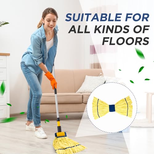 Image of Hushee 1 Pack Large Microfiber Tube Mop Heads 18 oz Heavy Duty Commercial Industrial Wet Mop Head Refill Reusable Machine Washable Looped End Mopheads for Hardwood, Tile, Laminate Floors, Yellow