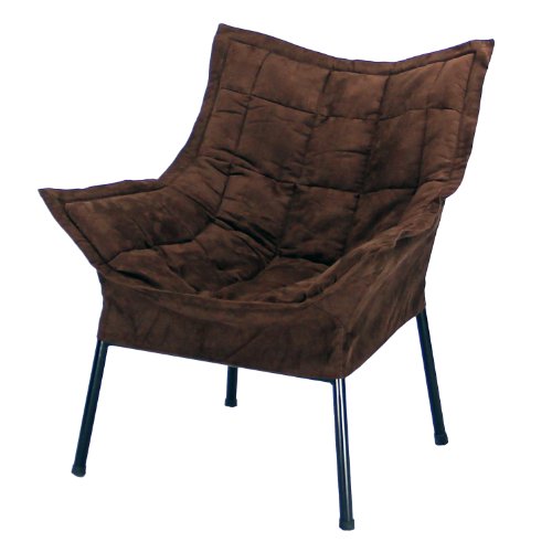 Casual Home Milano Chair with Black Metal Frame and Microsuede Outer Cover, Brown