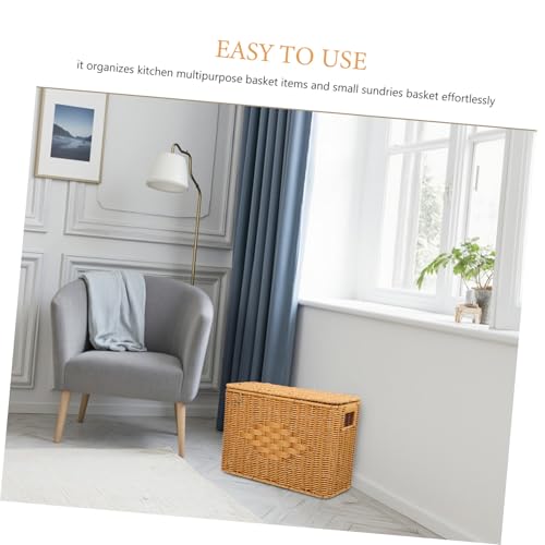 Boîte en panier tressé naturel YARNOW de forme allongée pour ranger