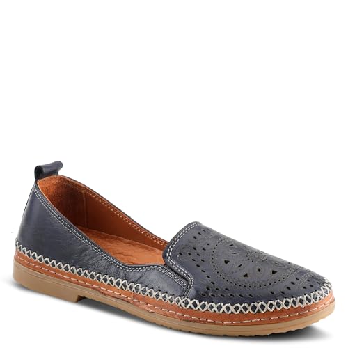 Image of Spring Step Women's Ingrid Loafers - Premium Leather Slip-On with Laser Cutout Design, Elastic Goring and Lightweight Flat Sole for Comfortable Stylish Wear