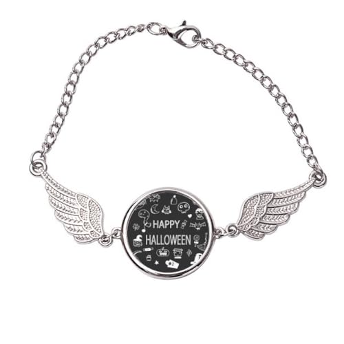 Bracelet Halloween avec ailes d'ange Happy Fear en métal taille M
