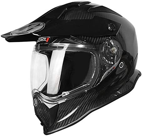 JUST1 J14 Fiber Shell Off-Road MX Motorcycle Helmet (Gloss Black, Large)