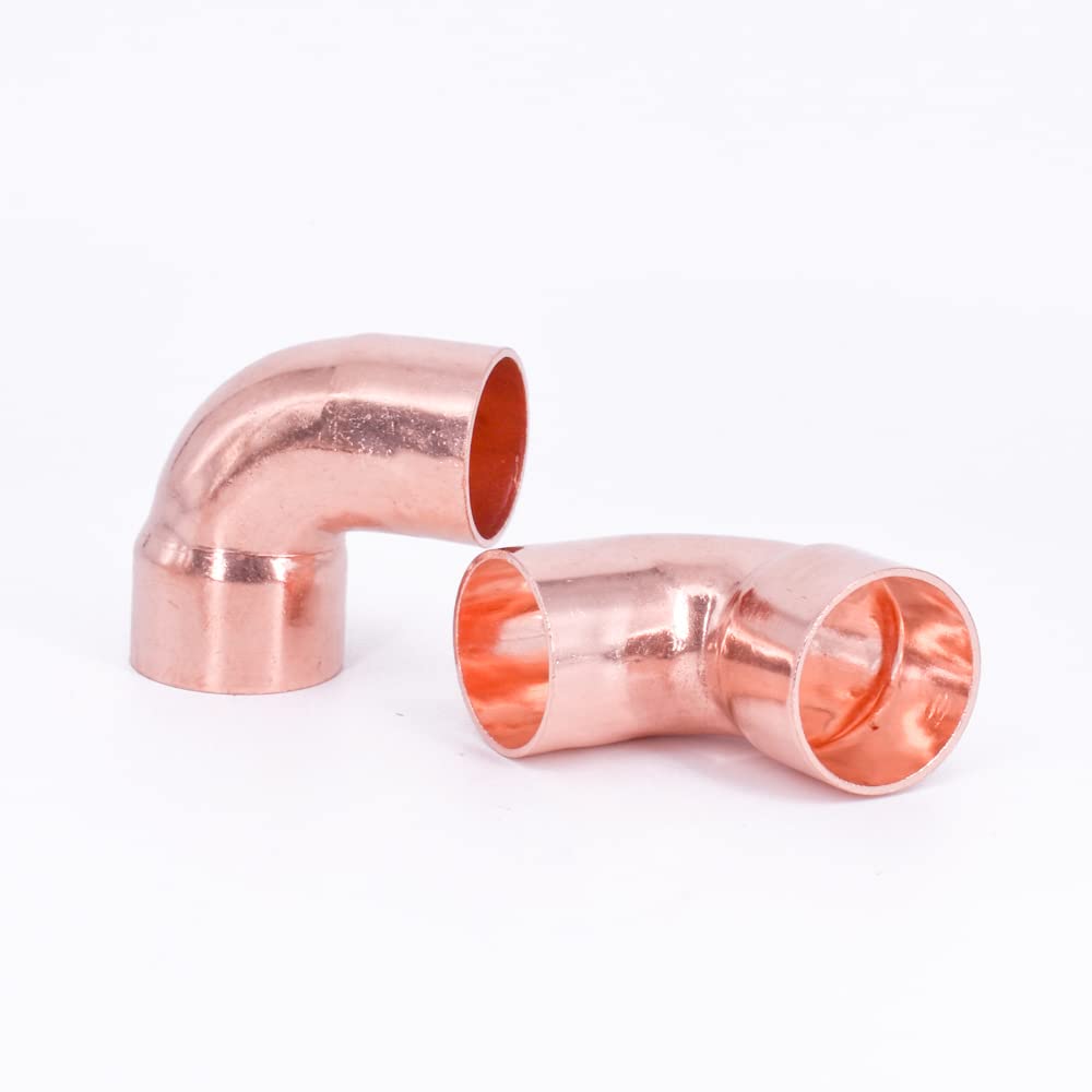 Codo de 90 grados de cobre con extremo macho de 1/2", 5/8", 3/4", 7/8", 1", 16, 19, 22, 28, 35, 42, 54, 67 y 76 mm for aire acondicionado.(76mm Wall 2.0mm)