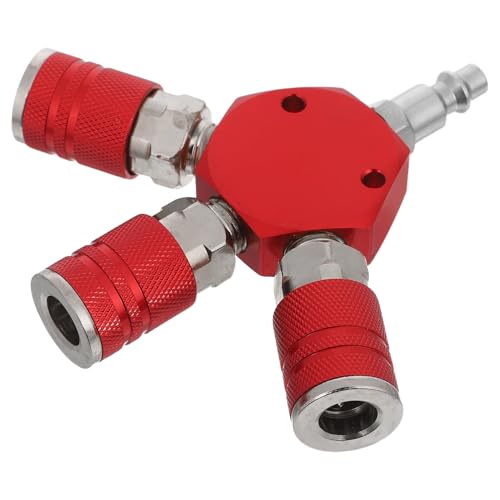 Raccord rapide 3 voies 1/4 NPT rouge en acier carbone pour répartiteur pneumatique