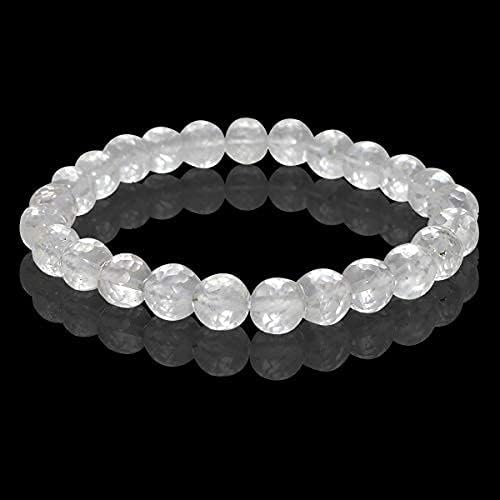 Aleafa Armlet Presents Clear White Quartz Bracelet in Diamond Cut Beads for Men and Women (8Mm) #Aport-4288