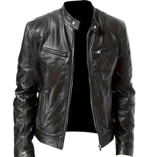 Men&rsquo;s Leather Biker Jacket for Fall & Winter