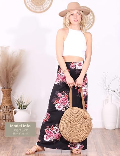 Image of Popana Long Maxi Skirt for Women, Flowy Long Skirts for Women | High Waisted Soft Trendy Rayon, Sundress Convertible Skirt, Long Length Bodycon Maxi Skirt, Petite and Plus Size