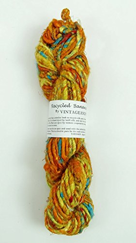 Valuevintage 100G/ 1 Skein Recycled Banana Silk Yarn Hand-Spun Soft Yarns - Orange & Yellow #TOP7