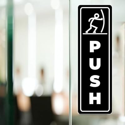 2 Set Vertical Push Pull Door Signs, 2 x 5 Acrylic Pull Push Door Sign for Office Restaurant Store Hotel Business, Easy Installation with Double-Sided Adhesive Tape