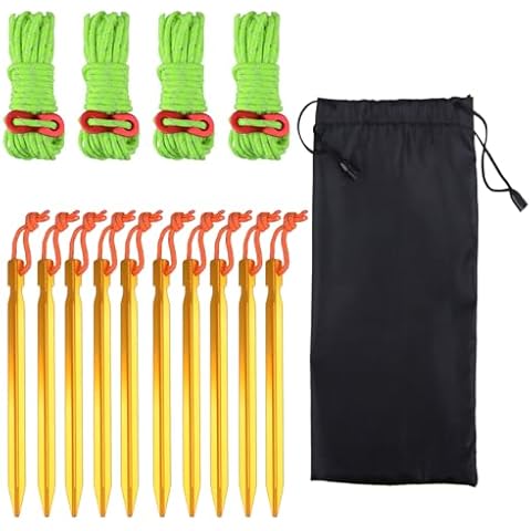 TRIWONDER Aluminium Tent Stakes and Reflective Guylines Cover