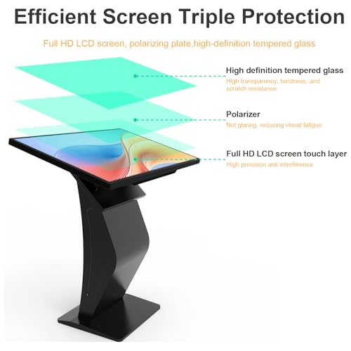 Image of 32 Inch Touch Screen Kiosk, 10pt PCAP Capactive Touch Screen Digital Signage, Windows OS K-Style Indoor Digital Signage, Interactive LCD Display Signage, U-Disk Publish Content, Split Screen