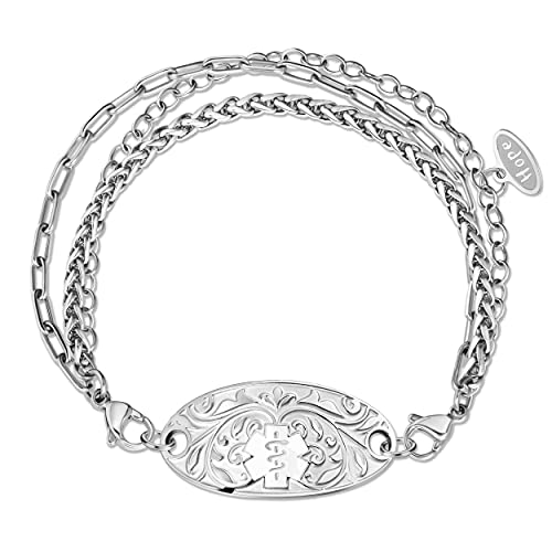 ASTERY Custom Medical Alert Bracelets for Women with Free Engraving,Personalized Emergency ID Identification Bracelet Medical Diabetic Bracelet for Women Medical Jewelry,6.0 to 9.0 Inches