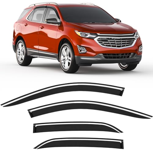 Image of 4-PCS Extra-Thick Rain Guards Fit for 2018-2024 Chevy Equinox Extra Durable Tape-on Window Rain Guard Window Deflectors Vent Shades Window Visor Vent Visors Exterior