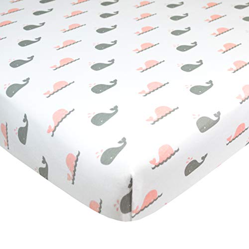 Pack N Play Fitted Sheet 2 Pack, Pink Whale Girls Boys 27 x 39