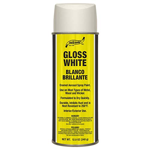 SM Arnold High-Quality Gloss White Enamel Spray Paint, 12 Oz. Can - Multi-Surface, Quick Dry, Rust Resistant, Heat Resistant, Long-Lasting Finish for Metal, Wood, Wicker - Indoor/Outdoor DIY Projects