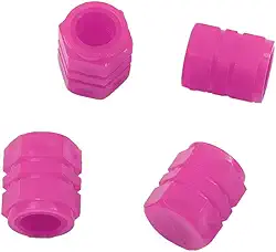 KIT 4 TampaS Válvula Bico Pneu Universal Neon Fluorescente Luminoso Para Carro Moto Bicicleta Ciclismo Noturno Segurança Nas Cores Verde, Azul, Laranja, Rosa, Vermelho (ROSA)