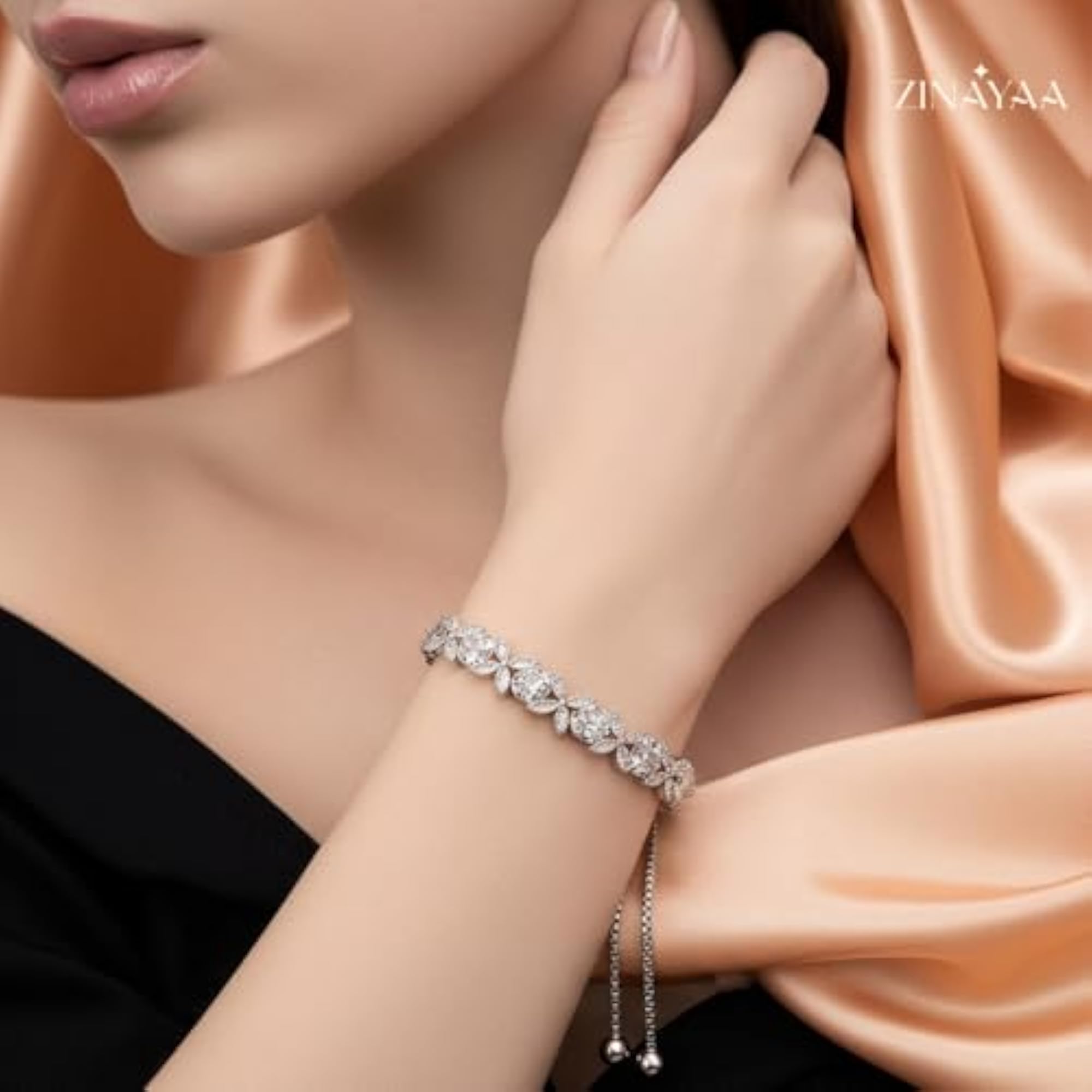 Women's 925 Sterling Silver Luminous Bloom Adjustable Bracelet