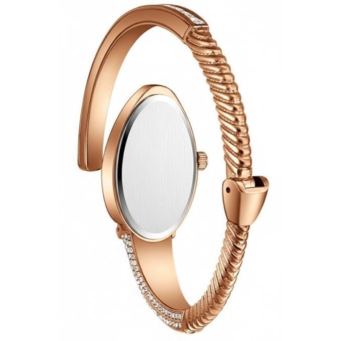 Image of Women's Gold Bracelet Watch | Snake Coil Cuff Style | Crystal Studded Oval Dial | Elegant Jewellery Watch for Women & Girls | Party, Wedding & Festive