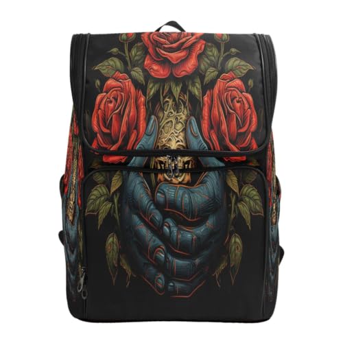 Sac à dos étudiant rose avec motif crâne cool et grande capacité pour jeunes