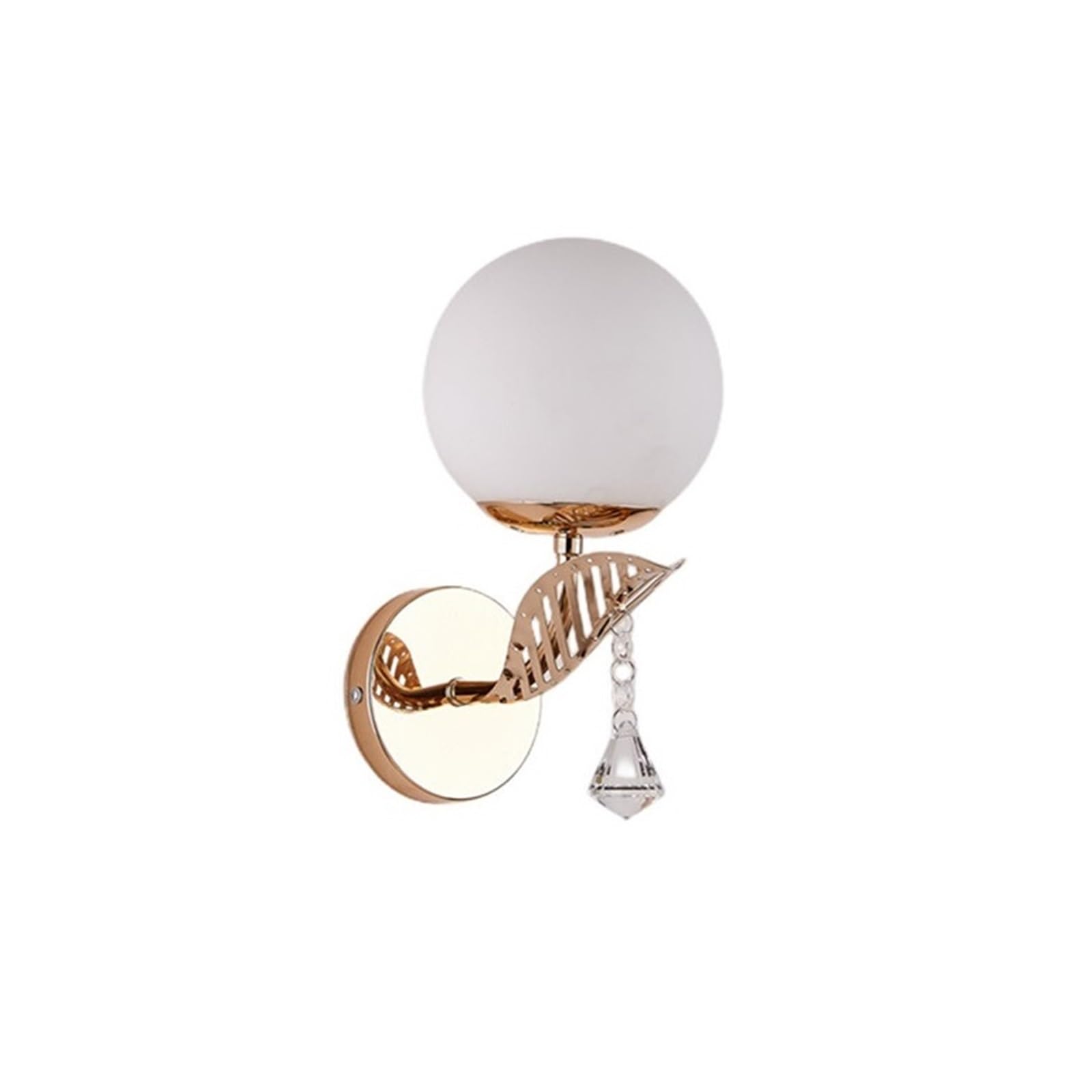 Wqqyu6hkf One Color Lights Golden Leaf Iron Wall Sconce Globe Glass Bedside Lamp Lamps