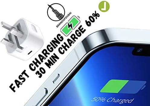 BRANDOFDUBAI 20W USB C Fast Charger Compatible with iPhone 14/14 Plus/14 Pro/14 Pro Max/13 12,USBC PD Wall Charging Plug UK Type C Power Adapter