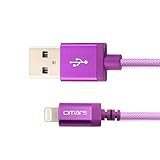 [Apple MFI Certified] Omars 3.3ft / 1m PET Braided Lightning 8pin to USB Power and SYNC Cable Charger Cord with Aluminum Connector Head for Apple iPhone 5,5s,5c,6,6 Plus,6s,6s Plus, iPod touch 5,6, iPod nano 7, iPad Mini 1,2,3,4, iPad 4,Air,Air 2, iPad Pro, Compatibility with iOS9 (Metal Purple 1m)