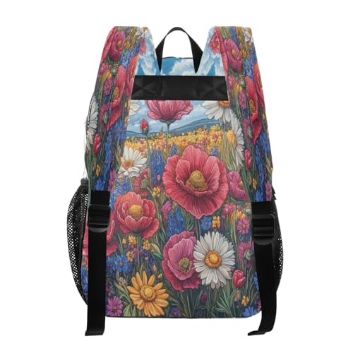 Colorful Wildflowers Clear Backpack - Stadium Approved Large 15.7-inch Waterproof Transparent Bag for Sports, Concerts, Work, Travel#1903