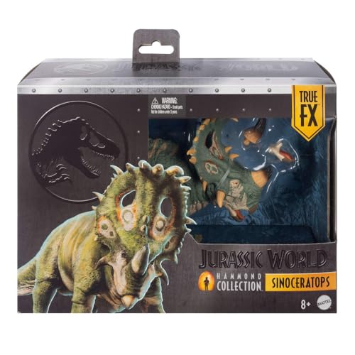 Image of Mattel Jurassic World Hammond Collection Sinoceratops Deluxe Articulated Action Figure Large Size, Posable Tail