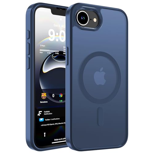 WRJ Magnetic Matte Case for iPhone 17e/iPhone 16e 6.1-Inch, [Compatible with Magsafe] [Military Grade Drop Protection] Slim Translucent Anti-Fingerprints Shockproof Protective Phone Case-Blue